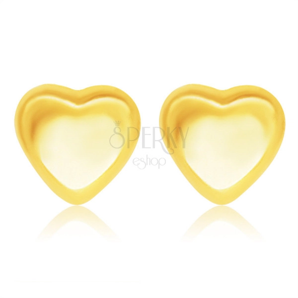 14K sárga arany fülbevaló- fényes szimmetrikus szív ,stekker zár