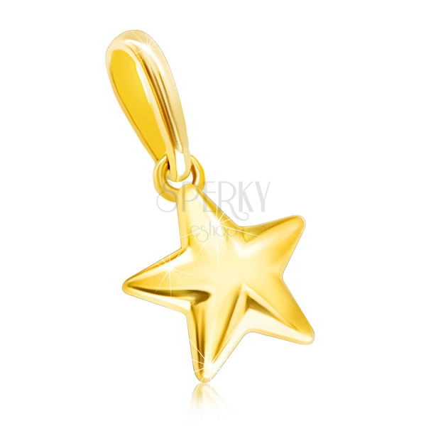 14K sárga arany medál – fényes domború csillag