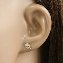 375 arany fülbevaló – koponya átlátszó cirkóniákkal kirakva