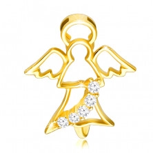 375 arany medál – egy angyal kivágott szárnyakkal és egy cirkóniás sávval