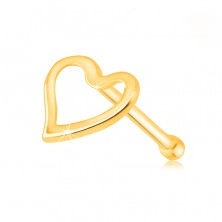 375 sárga arany orrpiercing – egy szív kivágással középen