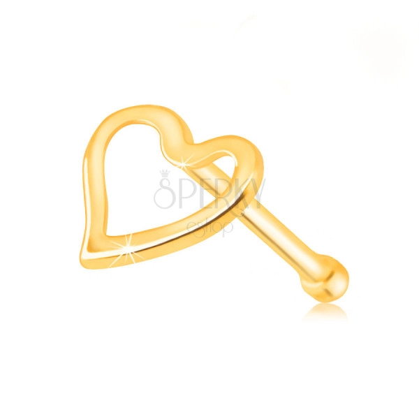 375 sárga arany orrpiercing – egy szív kivágással középen