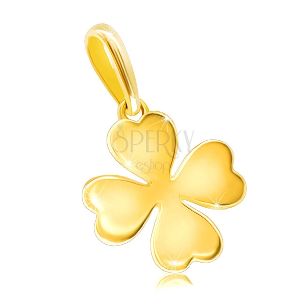 375 sárga arany medál – négylevelű lóhere szív alakú levelekkel