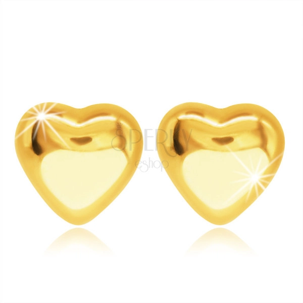 375 arany beszúrós fülbevaló – szimmetrikus teli szív