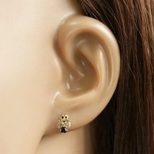 375 arany fülbevaló – koponya két sarlóval, fekete színárnyalatú cirkóniák