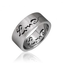 Sebészeti acélból készült gyűrű - kivágott LOVE felirat