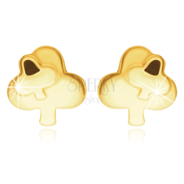 14K arany fülbevaló – egy lóhere egy másik kisebb lóherével díszítve