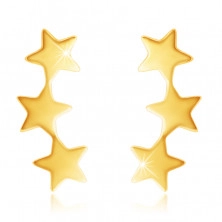 9K arany fülbevaló – három egymással összekötött fényes csillag