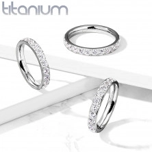 Titánium gyűrű ezüst színben – kerek csillogó cirkóniák, 3 mm