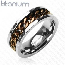 Titánium gyűrű - réz színű lánc