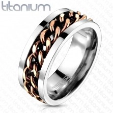 Titánium gyűrű - réz színű lánc