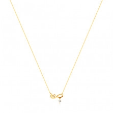 14K arany nyaklánc – végtelenség szimbólum, szimmetrikus szív, egy átlátszó cirkónia