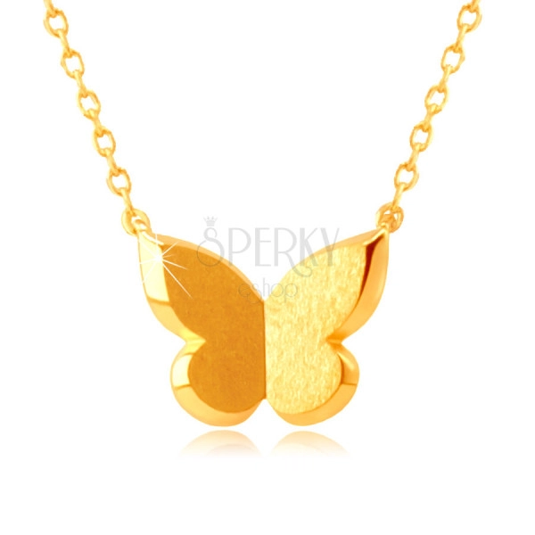 585 sárga arany nyaklánc – pillangó szatén felülettel