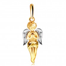 Medál kombinált 14K aranyból – imádkozó angyal szárnyakkal