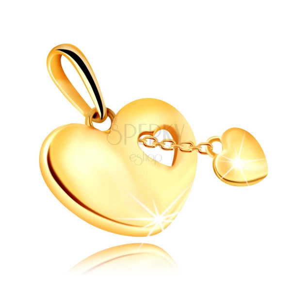 14K arany medál egy szív alakú kontúrral – kicsi szív egy láncon