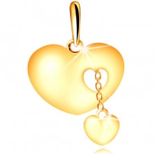 14K arany medál egy szív alakú kontúrral – kicsi szív egy láncon