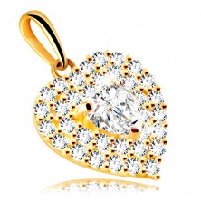 Medál 14K aranyból – szív csillogó cirkóniákkal díszítve, beágyazott cirkónia szív