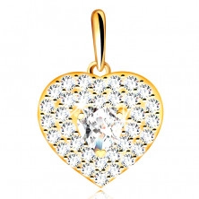 Medál 14K aranyból – szív csillogó cirkóniákkal díszítve, beágyazott cirkónia szív