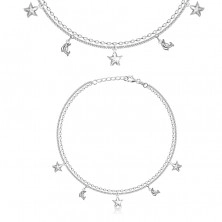 925 ezüst bokalánc – kettős lánc, delfinekkel és tengeri csillagokkal díszítve