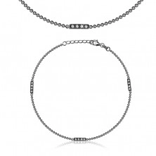 925 ezüst bokalánc - gömb lánc, téglalapokkal díszített, cirkóniával díszítve.