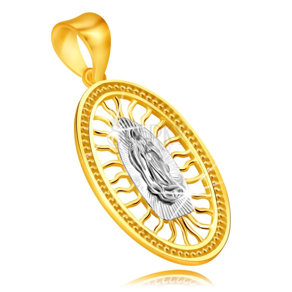 585 kombinált arany medál – medalion kezét összetevő Szűz Máriával