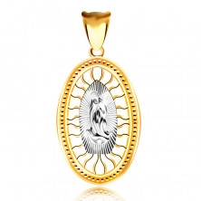 585 kombinált arany medál – medalion kezét összetevő Szűz Máriával