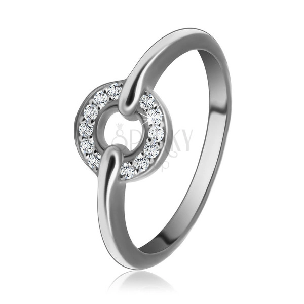 925 Ezüst gyűrű - kör kontúr, csillogó,átlátszó cirkóniák, 2 mm
