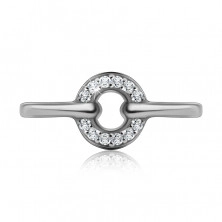 925 Ezüst gyűrű - kör kontúr, csillogó,átlátszó cirkóniák, 2 mm
