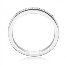 Két részes szett 925 ezüstből karikagyűrű és gyűrű – csillogó cirkóniákból álló vonal, nagyobb kerek cirkónia