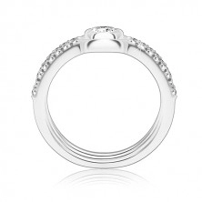 Három részes gyűrű és karikagyűrű szett 925 ezüstből – kicsi fényes cirkóniák, átlátszó cirkónia foglalatban