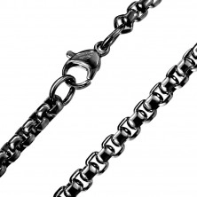 Szögletes acél lánc – szorosan összekapcsolt ovális láncszemek, fényes felület, 1,5 mm