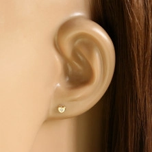 Fülbevaló 14K sárga aranyból – kicsi szív átlátszó cirkóniával, beszúrós fülbevaló