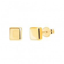 Arany fülbevaló 14K sárga aranyból – szabályos négyzet, tükörfényes felület