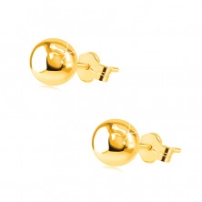 9K arany fülbevaló – sima és tükörfényes golyók, beszúrós fülbevaló, 6 mm