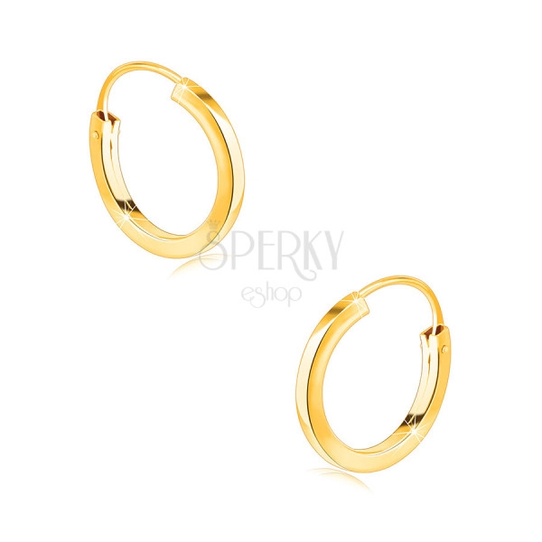 Arany karika fülbevaló 9K aranyból – vékony gyűrű, sima és tükörfényes felület