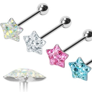 Nyelv piercing - Puffy Star - A piercing színe: Aqua
