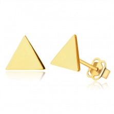 Beszúrós fülbevaló 14K aranyból – tükörfényes szimmetrikus háromszögek, sima felület