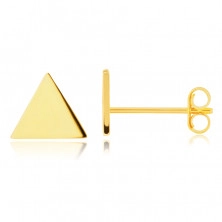 Beszúrós fülbevaló 14K aranyból – tükörfényes szimmetrikus háromszögek, sima felület