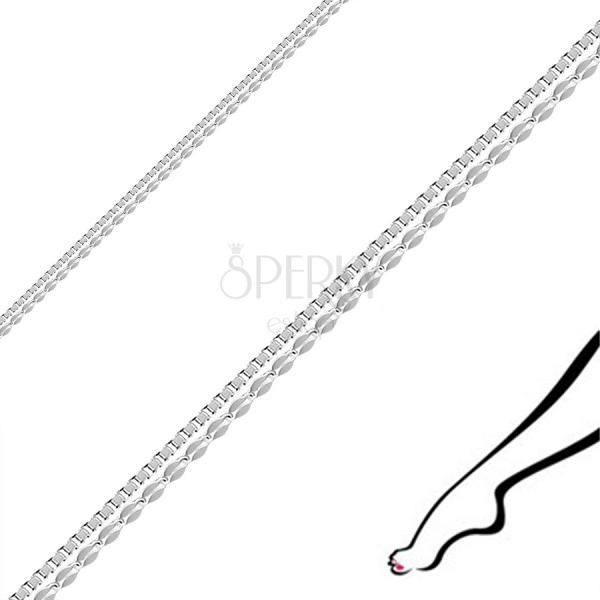 925 ezüst bokalánc – kettős lánc, lapos búzaszemek és szögletes láncszemek