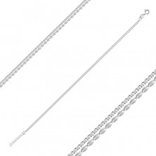 925 ezüst bokalánc – kettős lánc, lapos búzaszemek és szögletes láncszemek