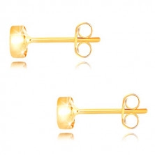 9K arany fülbevaló - csillogó átlátszó cirkónia kerek, vékony keretben, stekker zár