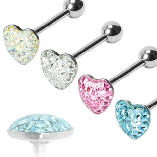 Nyelv piercing - romantikus szívvel - A piercing színe: Aqua