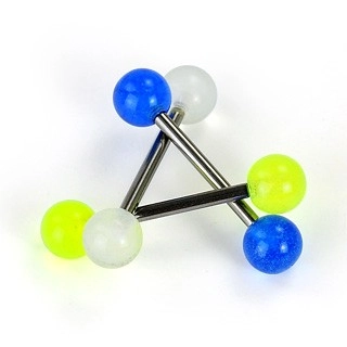 Nyelv piercing titániumból - fényes golyócskák, UV party - A piercing színe: Kék