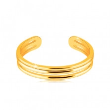 Gyűrű 585 sárga aranyból nyitott gyűrűsínnel – három vékony sima sáv