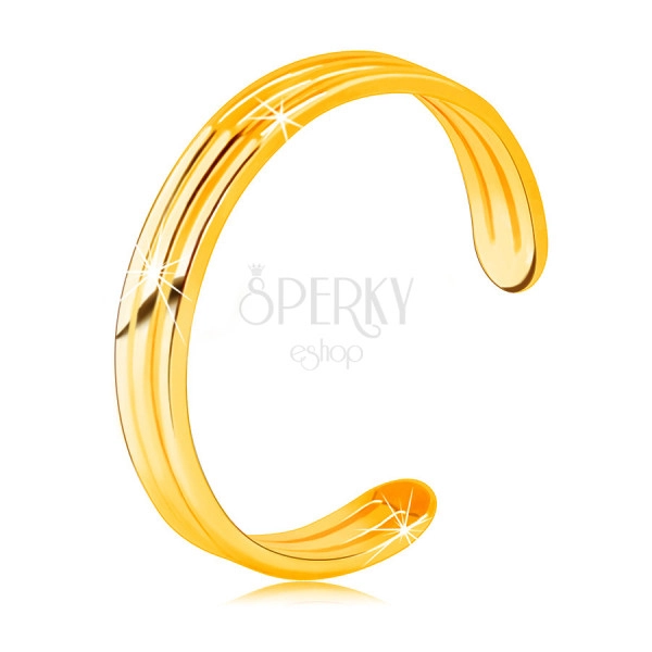 Gyűrű 585 sárga aranyból nyitott gyűrűsínnel – három vékony sima sáv