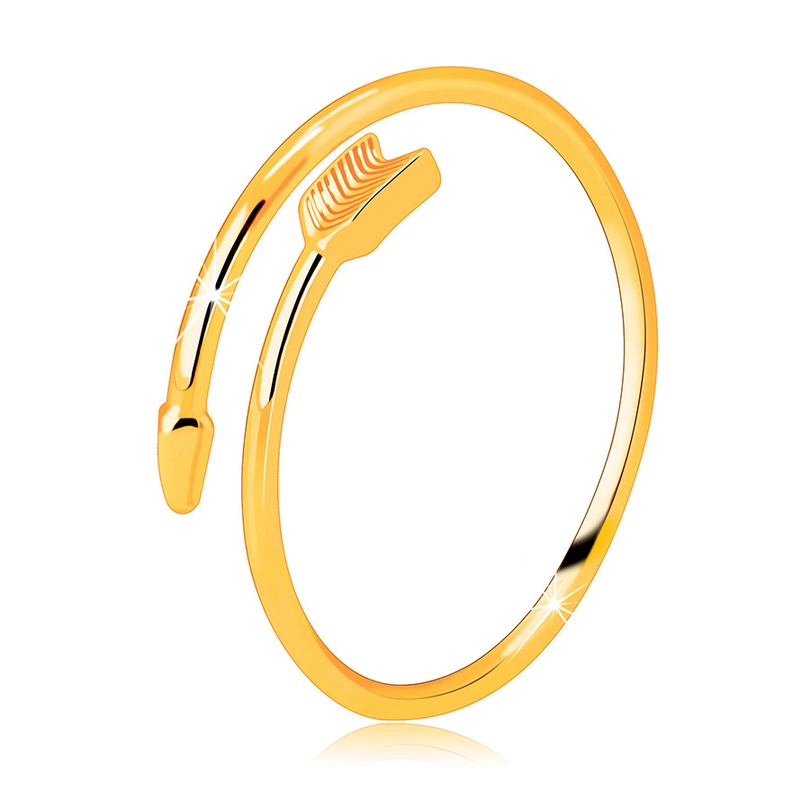 14K sárga arany gyűrű - csavart nyíl, hasított vállak - Nagyság: 56