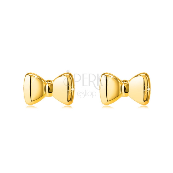 Beszúrós fülbevaló 14K aranyból – masnik, sima és tükörfényes felület
