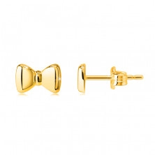 Beszúrós fülbevaló 14K aranyból – masnik, sima és tükörfényes felület