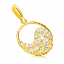 Medál 14K aranyból – angyalszárny cirkóniákkal díszítve egy vékony gyűrűben