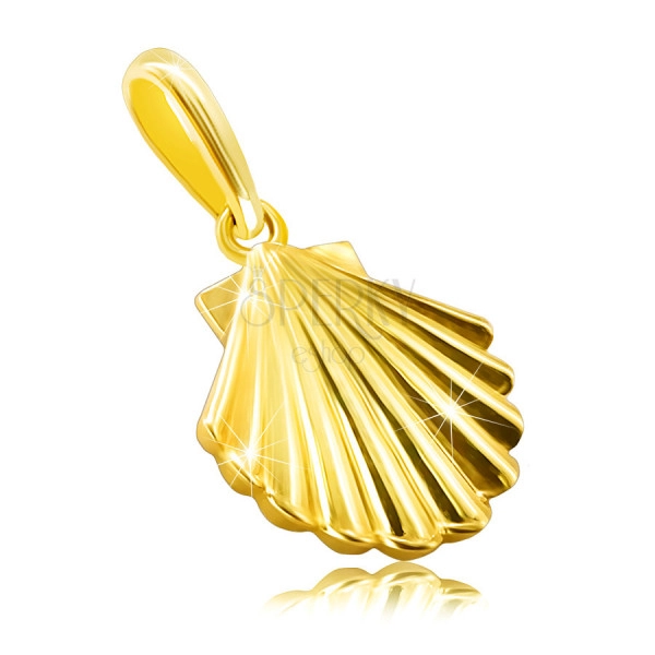 Arany medál 14K sárga aranyból – tengeri kagyló, fényes és sima felület